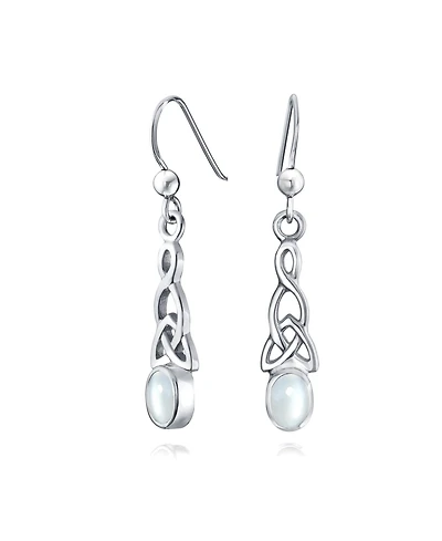 Bling Jewelry Amethyst Moonstone Amber Love Knot Dangle Earrings Celtic Fish Hook Silver