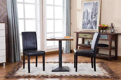 Streamdale Style Solid Wood Leatherette Padded Parson Chair, Black, Set of 2