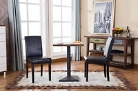Streamdale Style Solid Wood Leatherette Padded Parson Chair, Black, Set of 2