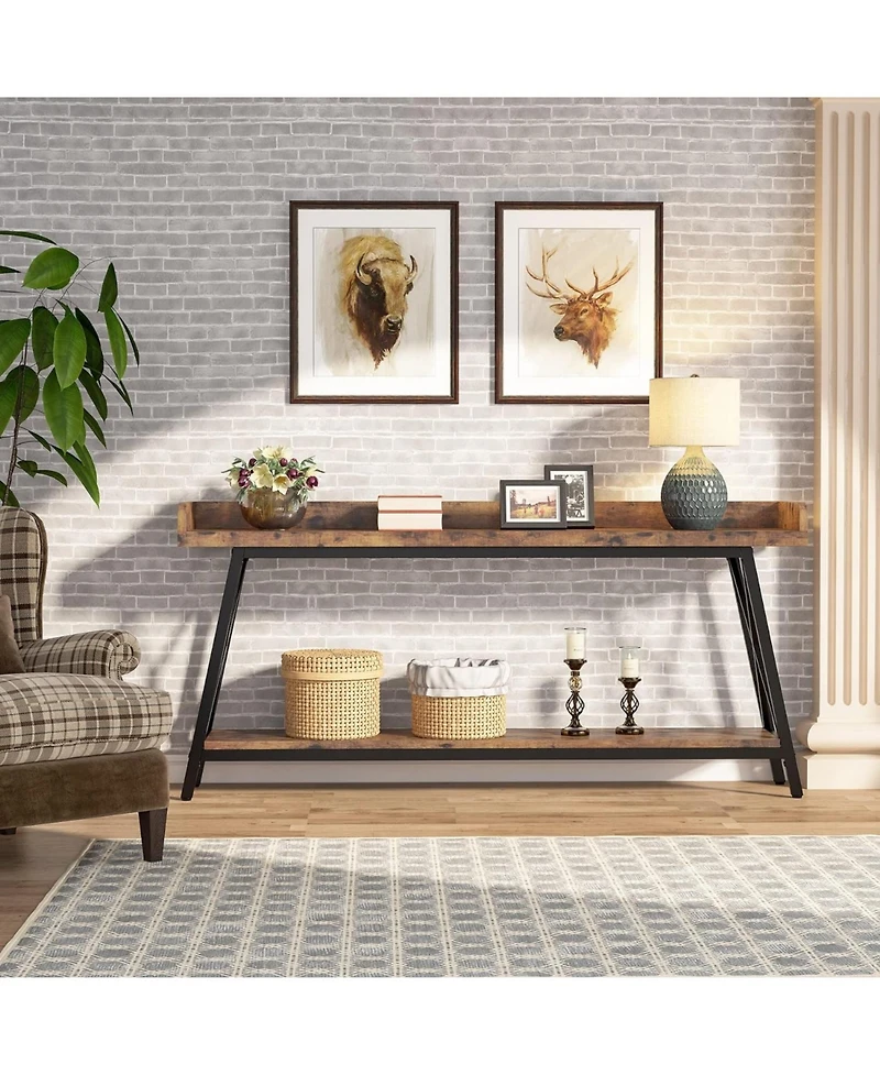 Tribesigns 70.87 inch Extra Long Console Table Behind Couch, Rustic Industrial Sofa Table for Living Room, Narrow Entryway Hallway Long Bar Table