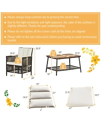 Costway 10PCS Patio Rattan Furniture Set Cushioned Sofa Armrest Wooden Tabletop