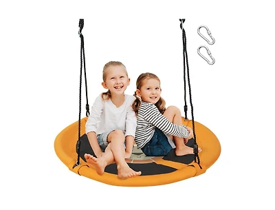 Slickblue Toddler 40 Inches Saucer Tree Swing Round with Adjustable Ropes and Carabiners