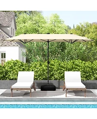 Double-sided Patio Umbrella with Solar Lights for Garden Pool Backyard