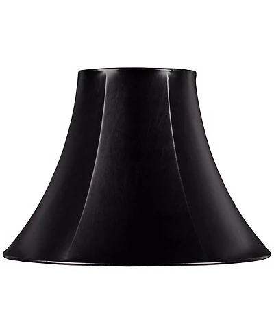 Springcrest Black Faux Leatherette Medium Bell Lamp Shade 7" Top x 16" Bottom x 12" Slant x 11.5" High (Spider) Replacement with H