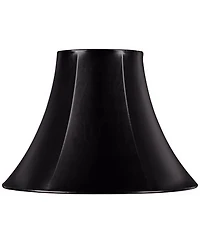 Springcrest Black Faux Leatherette Medium Bell Lamp Shade 7" Top x 16" Bottom x 12" Slant x 11.5" High (Spider) Replacement with H