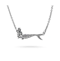 Bling Jewelry Nautical Sideways Sea Siren Mermaids Drop Earrings Mermaid Necklace Pendant Oxidized Sterling Silver