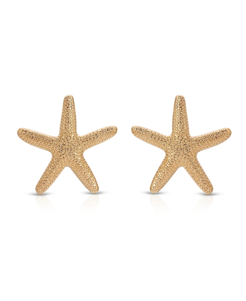 Ettika 18k Gold Plated Zinc Starfish Large Statement Stud Earrings