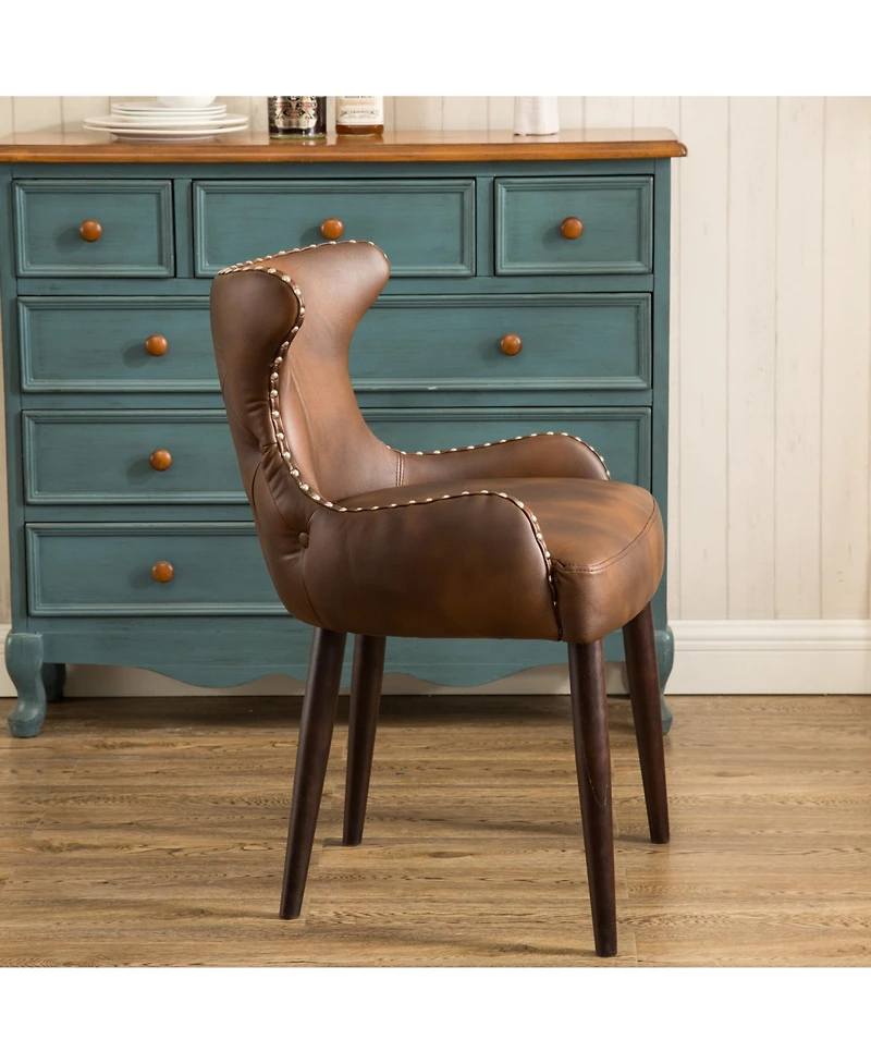 Streamdale Furniture Tufted Button Back barrel chair with Nailhead, Brown