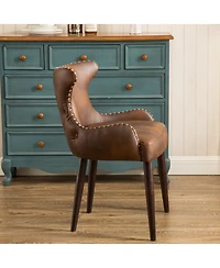 Streamdale Furniture Tufted Button Back barrel chair with Nailhead, Brown