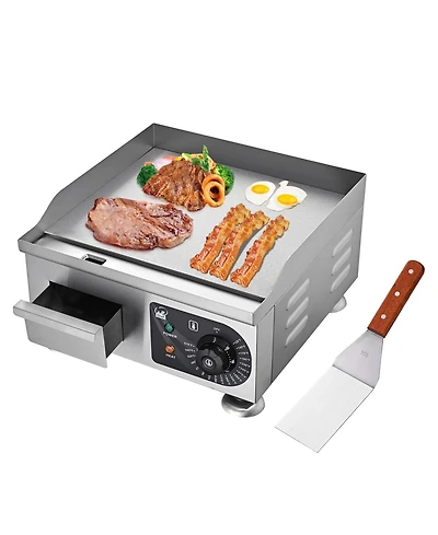 1800W 14" Electric Countertop Griddle Flat Top Commercial Restaurant Bbq Grill