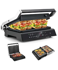 Electric Panini Press Grill Sandwich Maker with Led Display & Removable Drip Tray