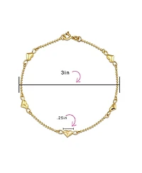 Bling Jewelry Multi Puff Station Hearts Charm Anklet Ankle Bracelet Beaded Ball Chain Rose Gold Vermeil Sterling Silver 9 Inch Flexible