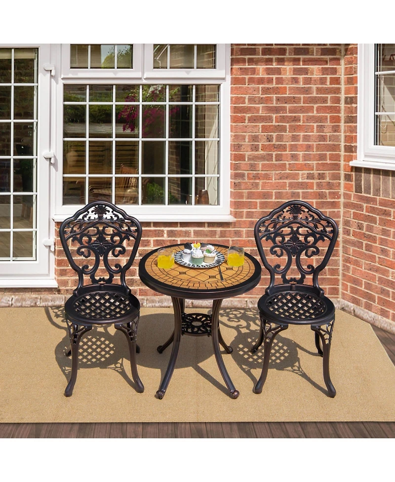 Slickblue 3-Piece All-Weather Cast Aluminum Patio Bistro Set-Copper