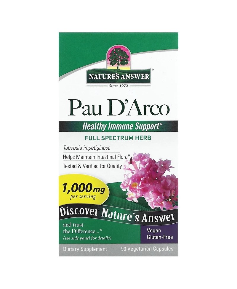 Nature's Answer Pau D'Arco 1 000 mg - 90 Vegetarian Capsules (500 mg per Capsule)