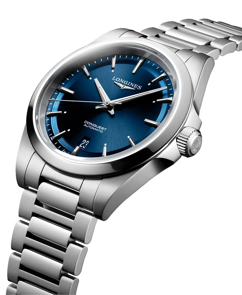 Longines Men's Swiss Automatic Conquest Stainless Steel Bracelet Watch 38mm