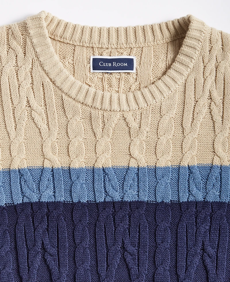 Club Room Men's Colorblocked Cable Sweater, Created for Macy's