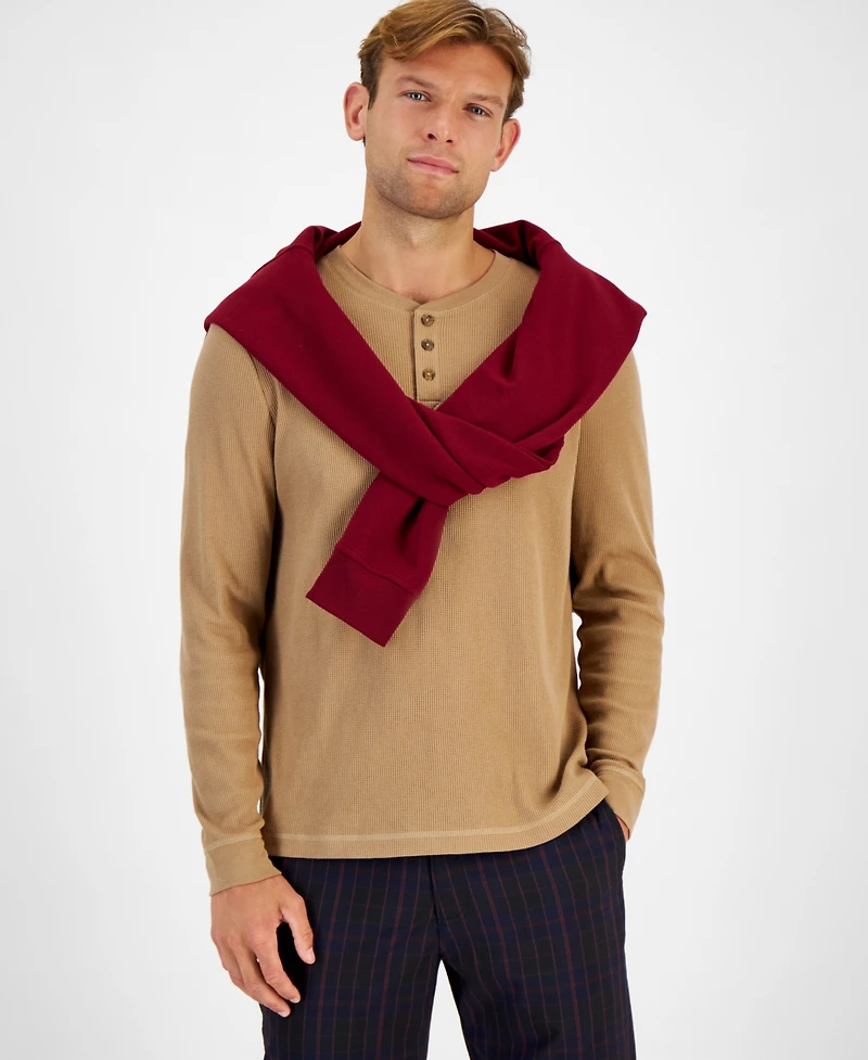 Club Room Men's Thermal Long-Sleeve Henley, Created for Macy's