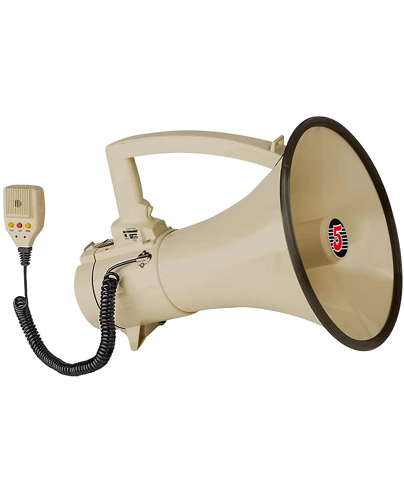 5Core Megaphone Bullhorn Speaker 100W Bull Horn Cheer Megafono 2000 Yards Range Loudspeaker W Siren - 3501 Usb