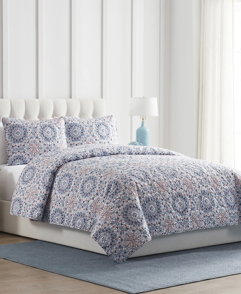Closeout! Vcny Home Sea Medallion 3-Piece Quilt Set