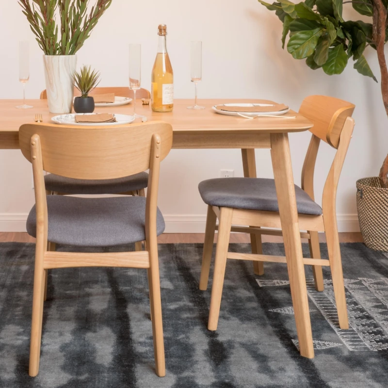 Streamdale Elegant and Comfy Dining Chairs 2 Fabric Rubberwood