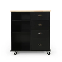 Streamdale Contemporary Kitchen Cart with Rubberwood Top