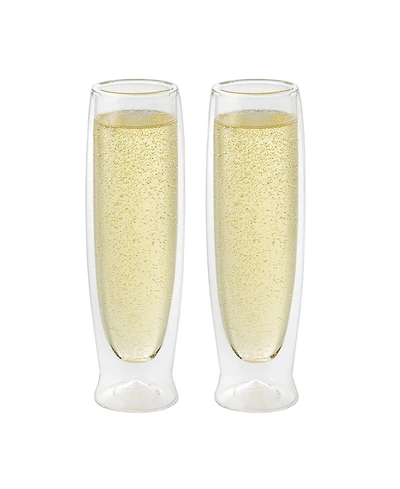 Oggi Set of 2, 6oz Double Wall Insulated Champagne Flutes