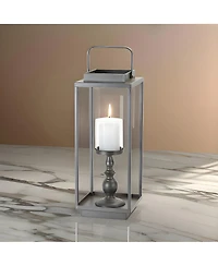 Slickblue Antique Metal Candle Holder With Glass Hurricane- Stylish Accent Piece for Tabletop