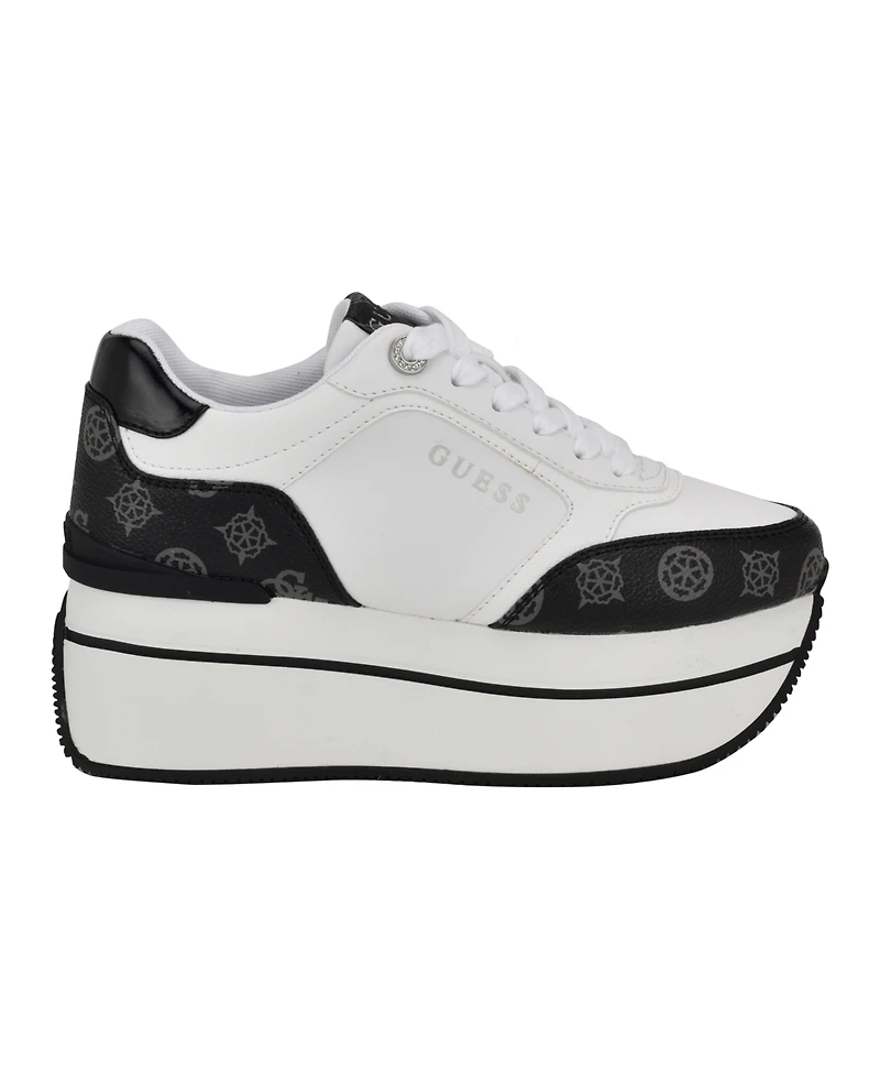 Guess Women's Camrio Casual Double Platform Lace Up Sneakers