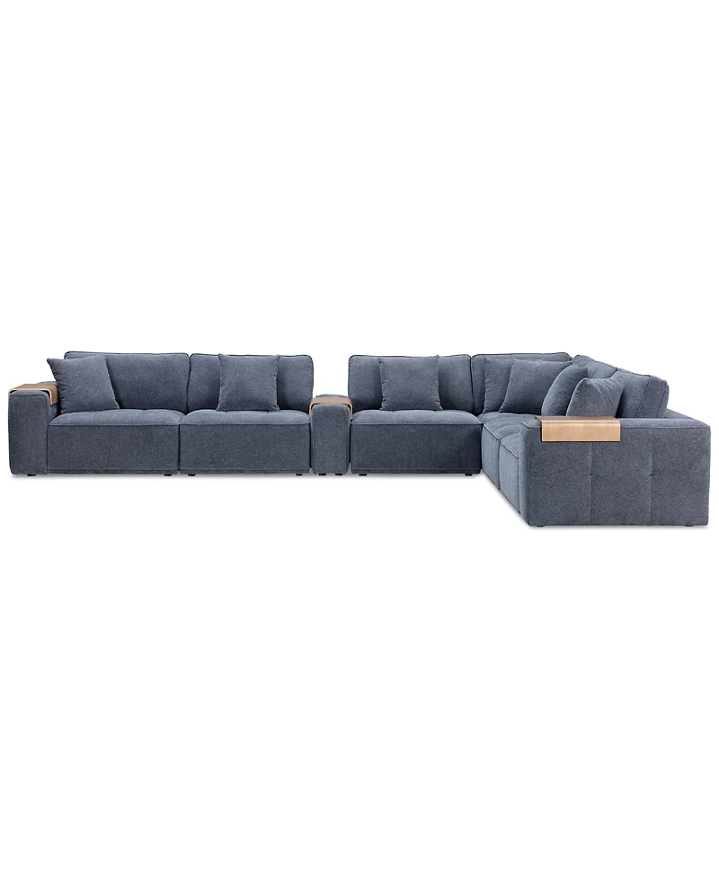Nycolle -Pc. Modular Fabric L-Shape Sectional with 1 Console