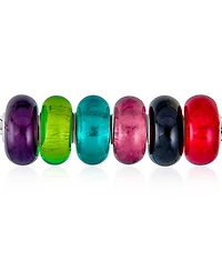 Bling Jewelry Mixed Spacer Set Of Bundle Translucent Colorful Metallic Foil Jewel Tones Multi Color Murano Glass Charm Bead Sterling Silver Core Fits
