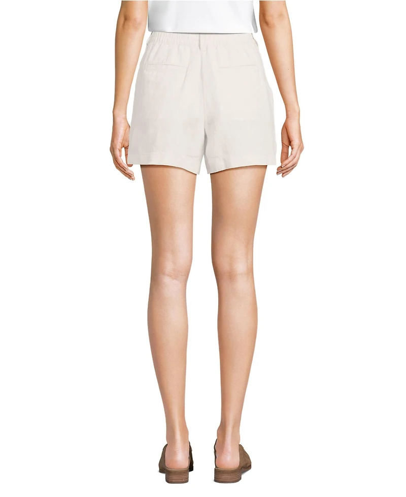 Lands' End Women's High Rise Pleated A-line 5" Linen Shorts