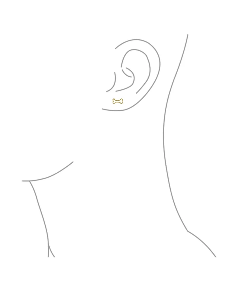 Bling Jewelry Tiny Mini Bff Animal Lover Pet Dog Bone Stud Earrings Cartilage Ear Lobe 10K Yellow Gold Screw back