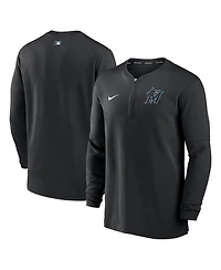 Nike Men's Black Miami Marlins Authentic Collection Game Time Performance Quarter-Zip Top