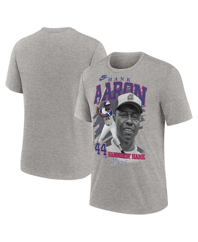 Nike Men's Hank Aaron Heather Gray Atlanta Braves Cooperstown Collection Player Local T-Shirt