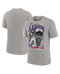 Nike Men's Hank Aaron Heather Gray Atlanta Braves Cooperstown Collection Player Local T-Shirt