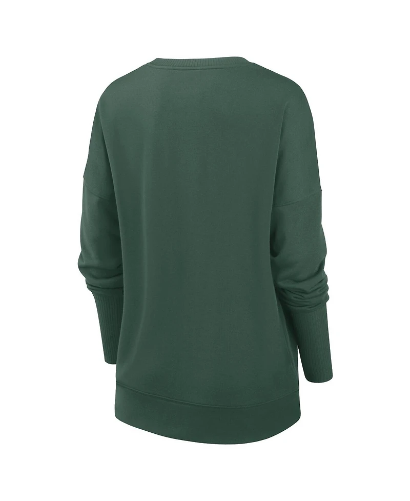 Nike Women's Green Green Bay Packers Rewind Playback Icon Performance Pullover Sweatshirt