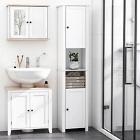 67” Wooden Tall Free Sding Sd Alone Bathroom Linen Tower Storage Cabinet