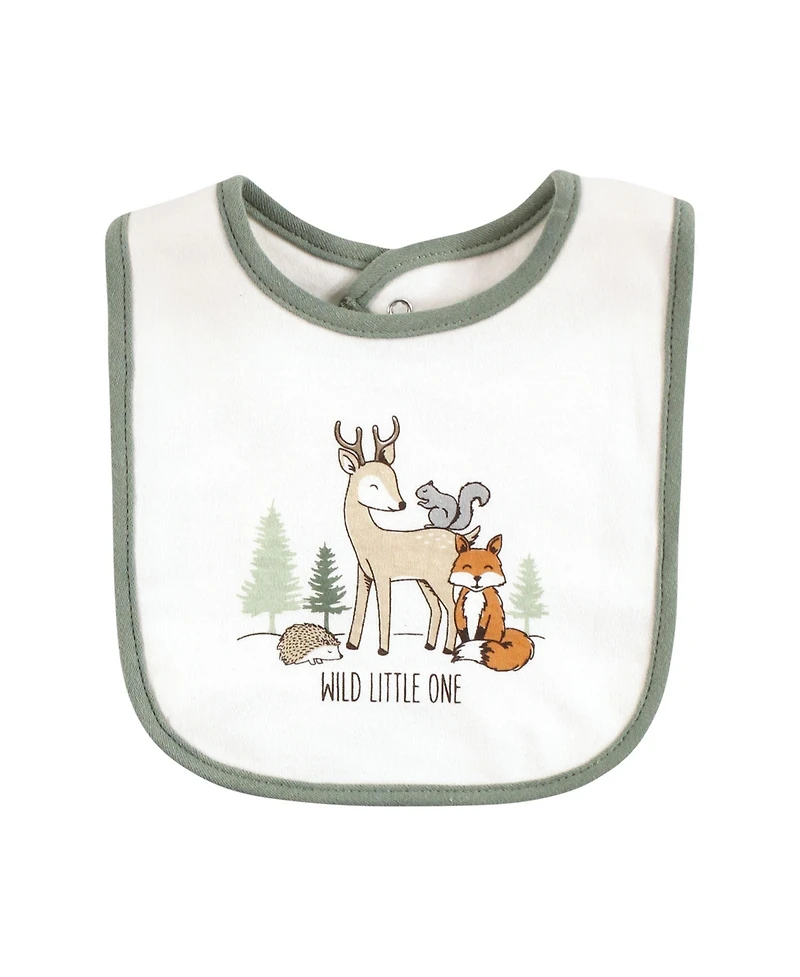 Hudson Baby Unisex Baby Cotton Bibs, Forest Animals, One Size