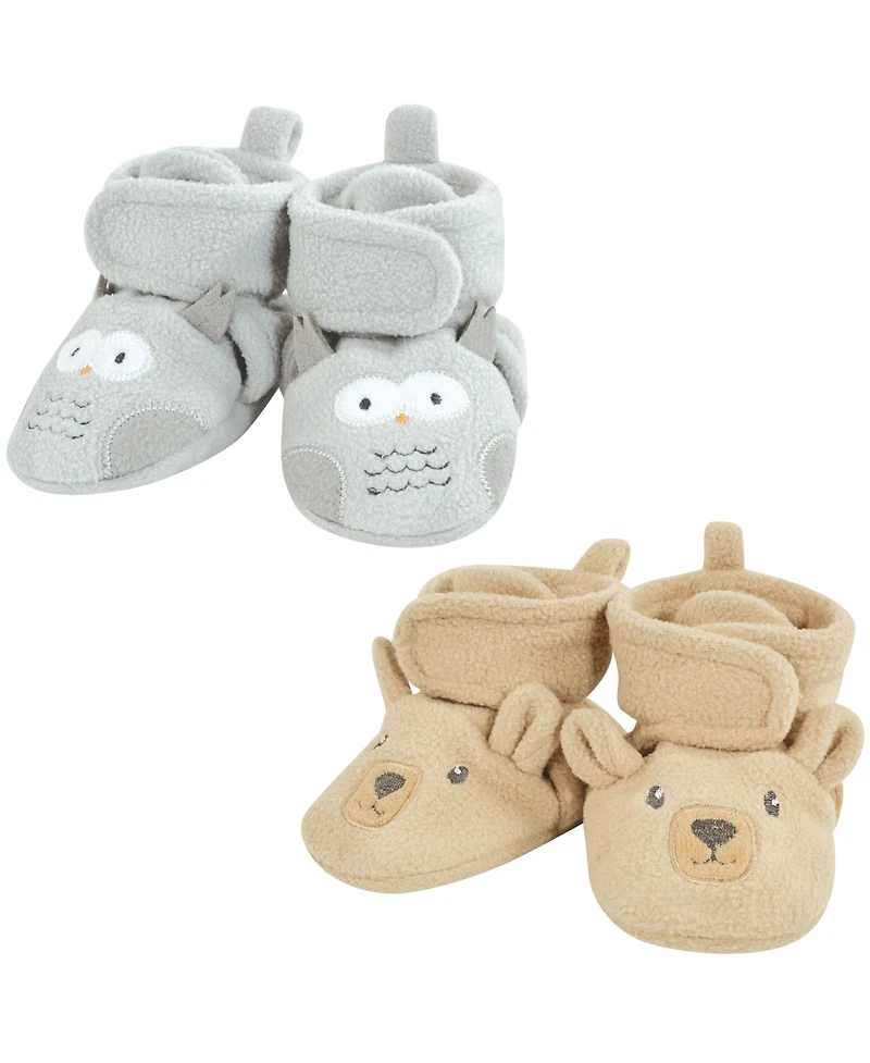 Hudson Baby Boys Unisex Cozy Animal-Inspired Fleece Footwear Duo