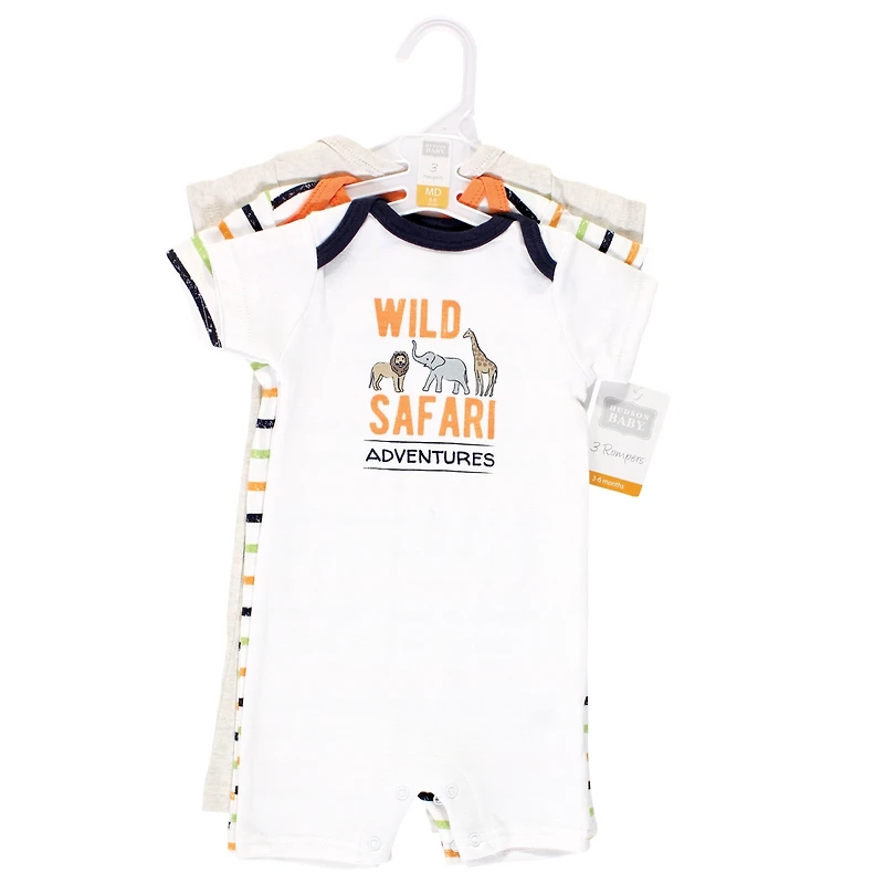 Hudson Baby Baby Boys Essential 8-Pack Cotton Rompers & Bodysuits