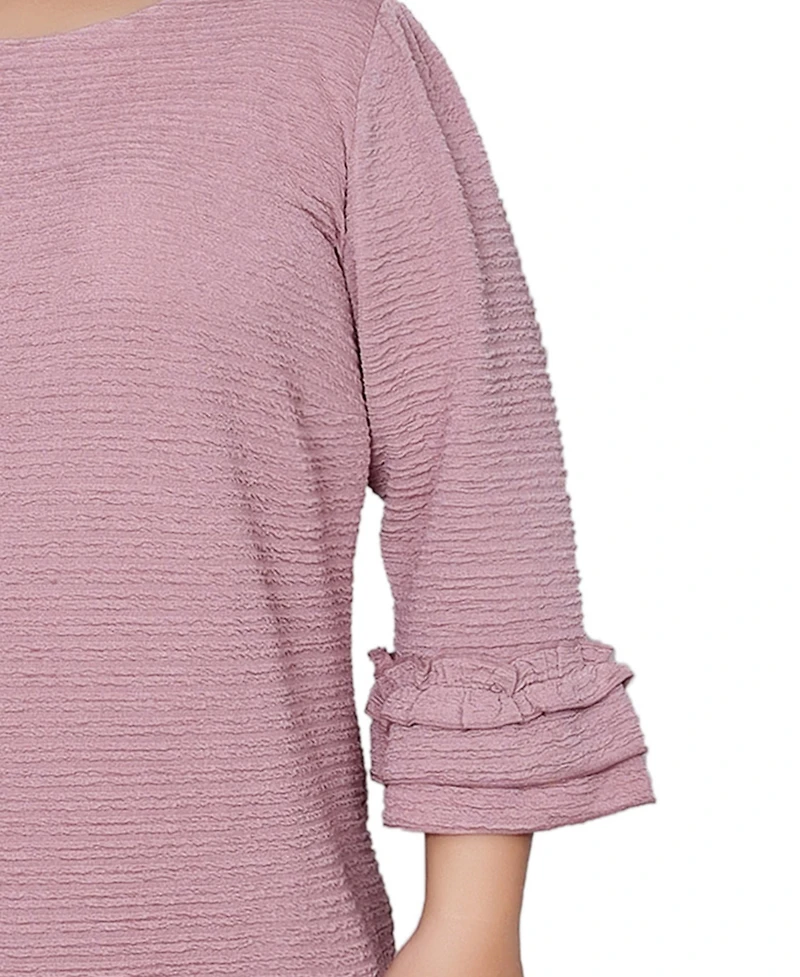 Ny Collection Plus 3/4 Length Sleeve Textured Knit Dress