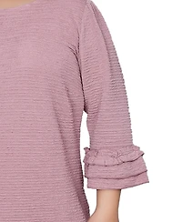 Ny Collection Plus 3/4 Length Sleeve Textured Knit Dress