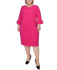 Ny Collection Plus Size 3/4 Length Sleeve Textured Knit Dress