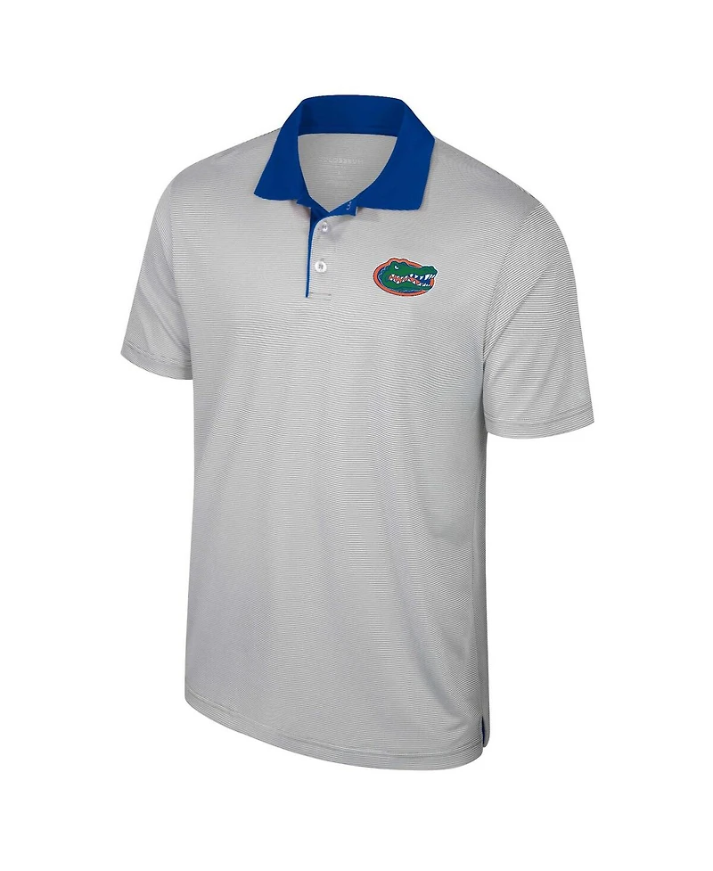 Colosseum Men's Gray Miami Hurricanes Big Tall Tuck Striped Polo
