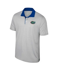 Colosseum Men's Gray Miami Hurricanes Big Tall Tuck Striped Polo