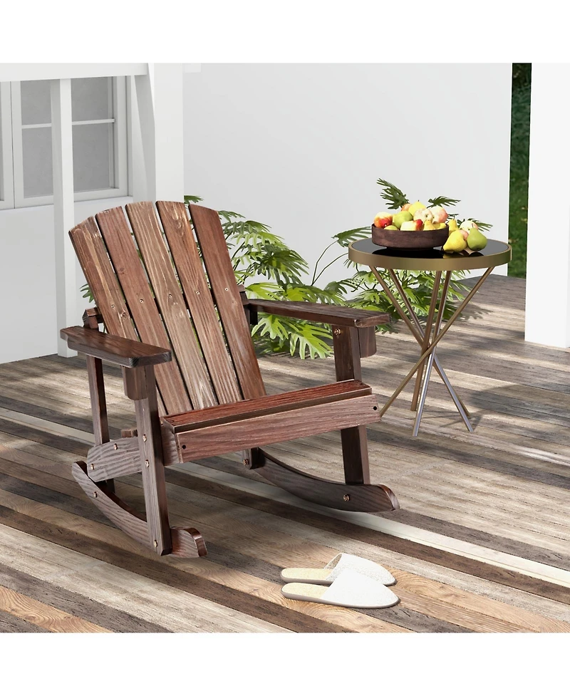 Slickblue Outdoor Wooden Kid Adirondack Rocking Chair with Slatted Seat