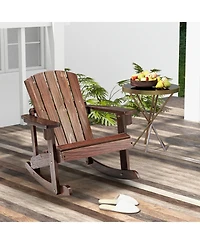 Slickblue Outdoor Wooden Kid Adirondack Rocking Chair with Slatted Seat