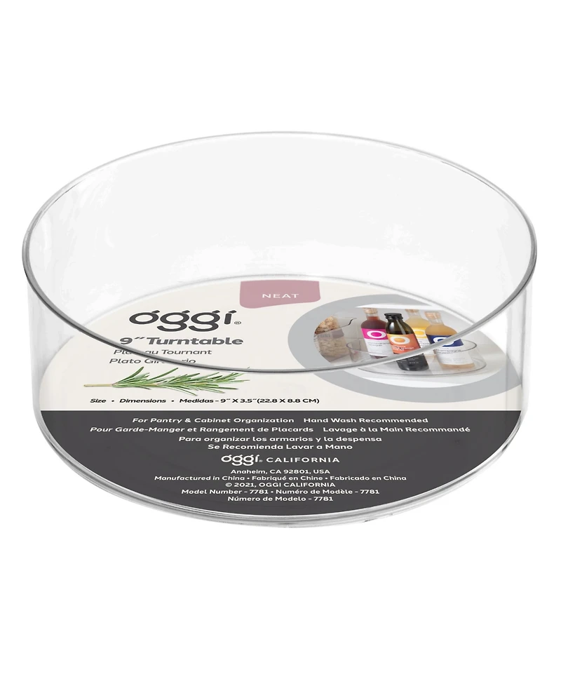 Oggi 9" High Wall Lazy Susan Rotating Organizer for Kitchen