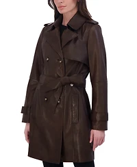 Tahari Women's Natalie Belted Leather Trench Coat