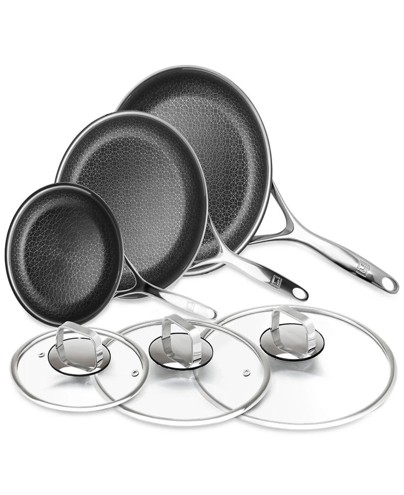 Livwell DiamondClad 7-Pc. Hybrid Nonstick Stainless Steel Frypan and Wok Set